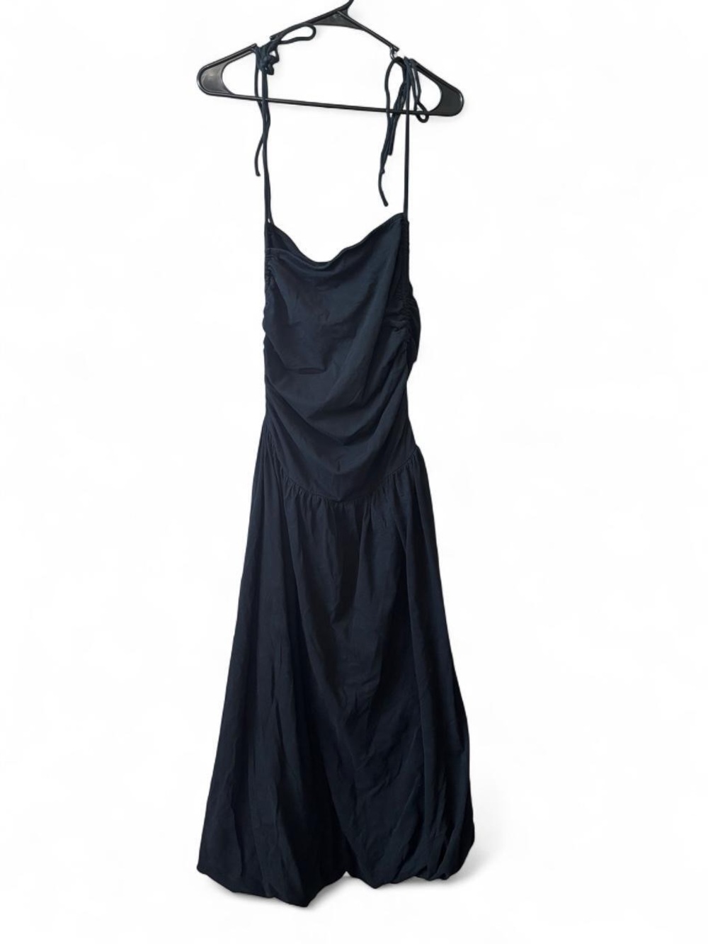 Free People Beach Black Tie-Shoulder Midi Dress